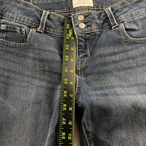 Aeropostale Womens Hailey Flare Jeans Size 9/10 Short Blue Dark Denim Y2K Casual - Picture 8 of 16